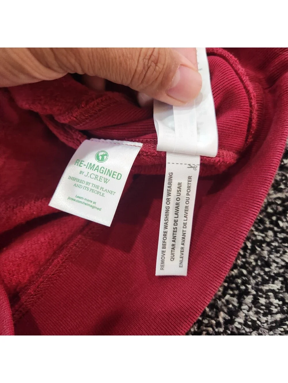 J. Crew Re-Imagined Red Crewneck Sweatshirt Pullover Mens Medium Cotton Blend